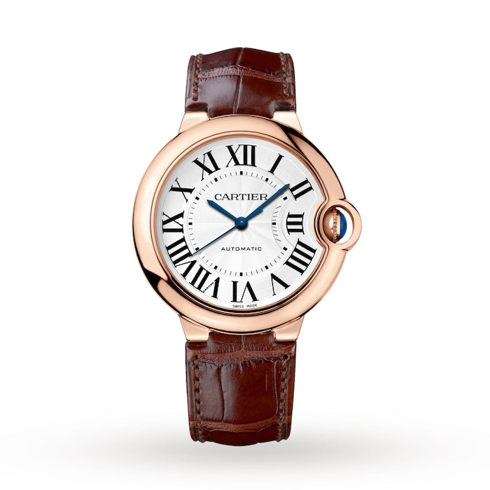 Ballon Bleu De Cartier Watch 36mm, Automatic Movement, Pink Gold, Leather