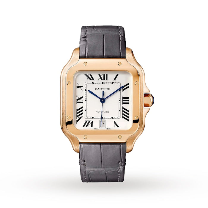 Santos De Cartier Watch Large Model, Automatic Movement, Rose Gold, 2 Interchangeable Leather Bracelets