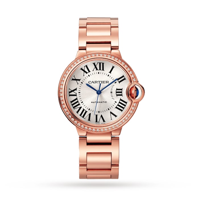 Ballon Bleu De Cartier Watch 36mm, Mechanical Movement With Automatic Winding, Rose Gold, Diamonds
