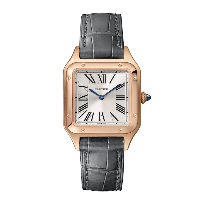 Santos-Dumont Watch Small Model, Quartz Movement, Rose Gold, Leather