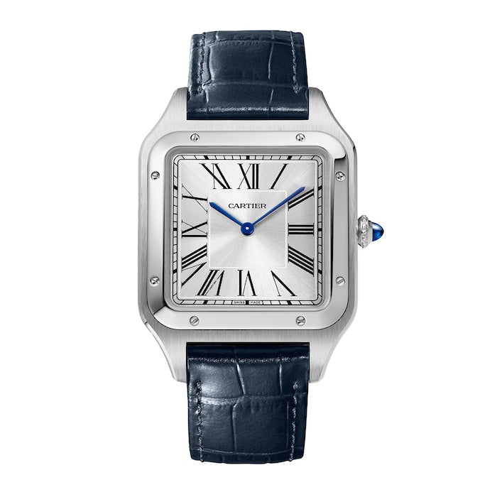 Santos-Dumont Watch Extra-Large Model, Hand-Wound Mechanical Movement, Steel, Leather