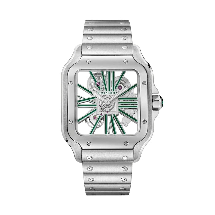 Santos watch, skeleton, large model, Manufacture mechanical movement with manual winding