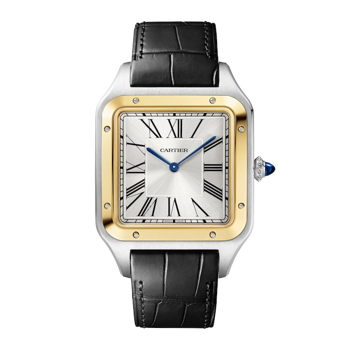 Santos Dumont Watch, Extra-Large Model, Manual Winding, Yellow Gold, Steel