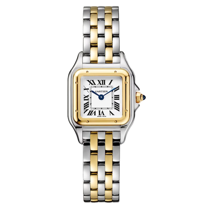 Panthere De Cartier Watch, Small Model, Quartz Movement, Yellow Gold, Steel