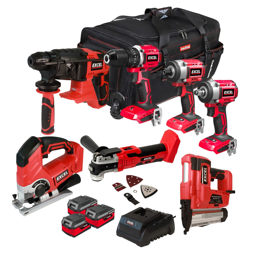 Excel 18V 7 Piece Power Tool Kit with 3 x 4.0Ah Battery & Charger EXLKIT-17315