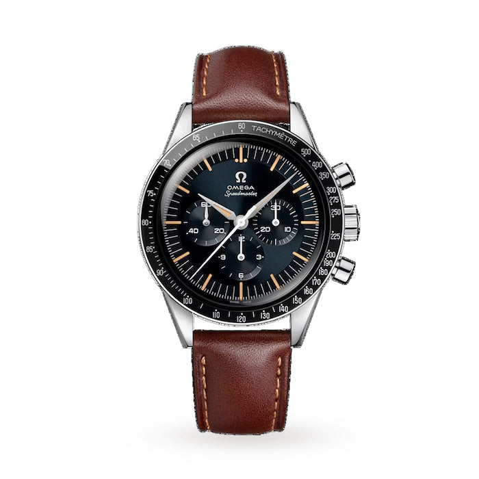 Speedmaster Anniversary Series 40mm Mens Watch Blue -Brown Leather Strap