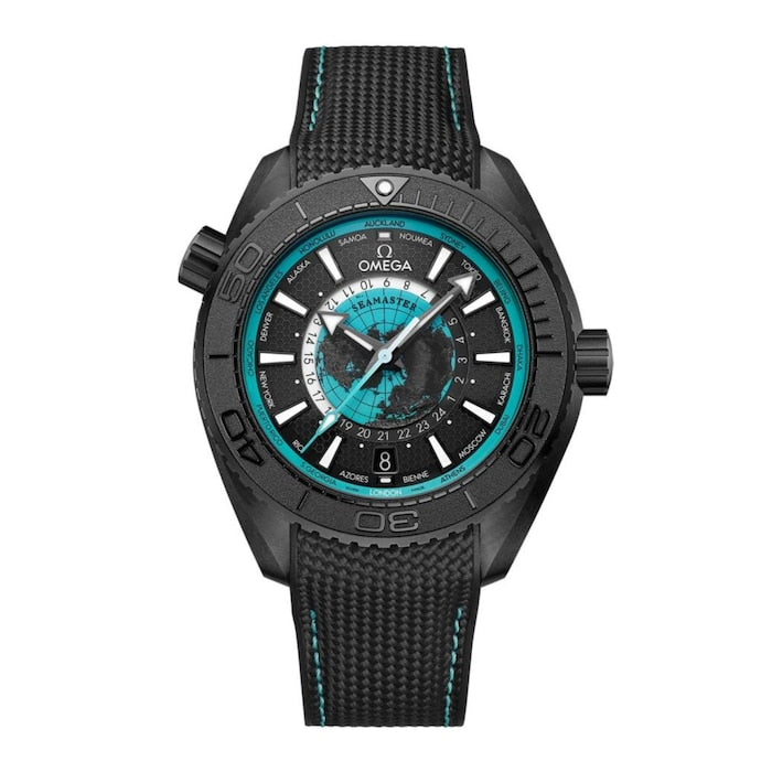 Seamaster Planet Ocean 600M 45.5 mm Mens Watch Black Ceramic on Rubber Strap Blue