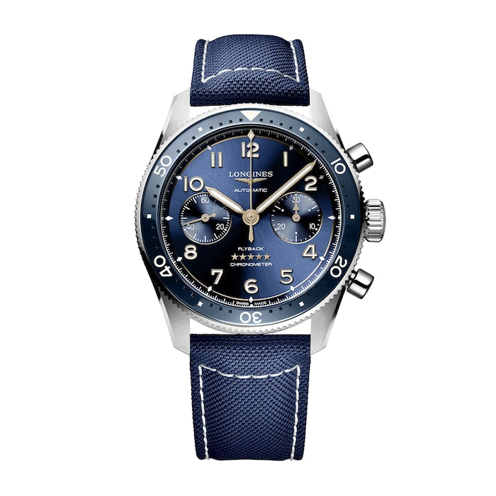 Spirit Flyback 42mm Steel Blue Fabric Strap Blue Sunray Dial