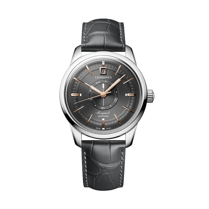 Conquest Heritage Central Power Reserve 38mm Mens Watch Grey