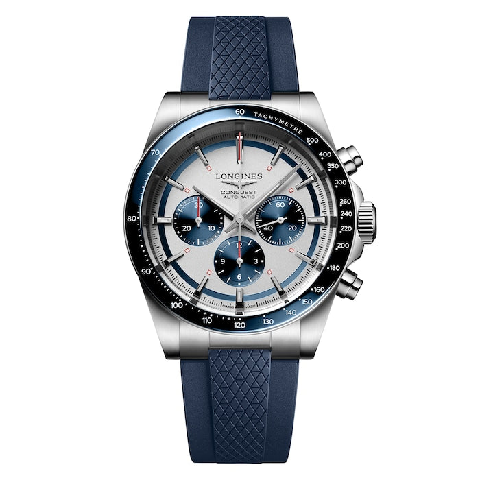 Conquest 42mm Mens Watch Blue Rubber Strap