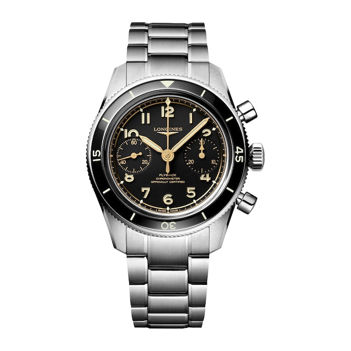Spirit Pilot Flyback Chronograph 39.5mm Mens Watch Black
