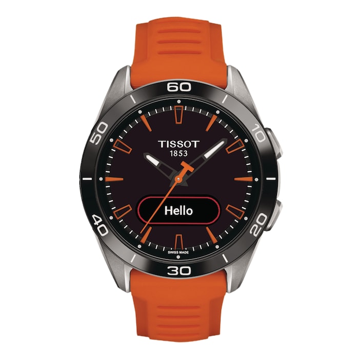 T-Touch Connect Sport 44mm Unisex Watch Black With Orange Silicone Strap