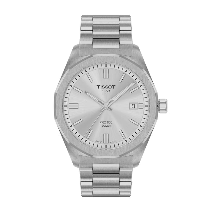 PRC 100 Solar Quartz 39mm Mens Watch Silver