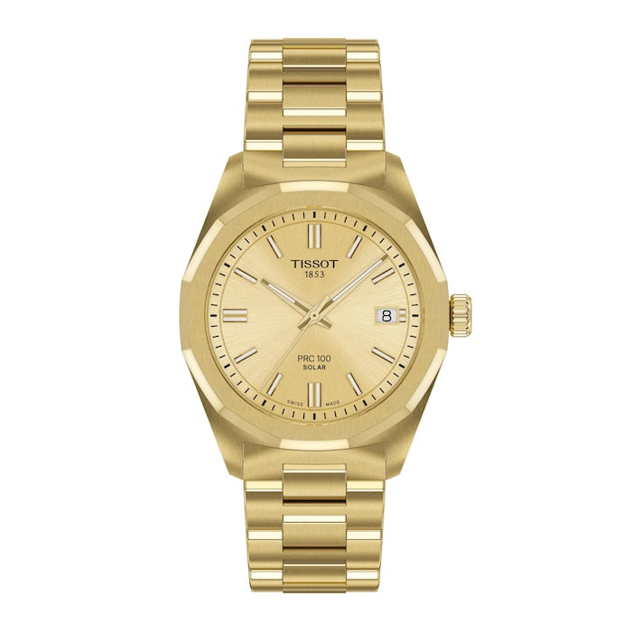 PRC 100 Solar Quartz 34mm Gold Ladies Watch