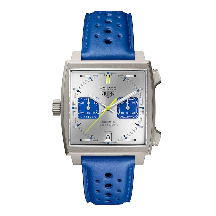 Monaco Chronograph Racing Blue Limited Edition 39mm Mens Watch Silver