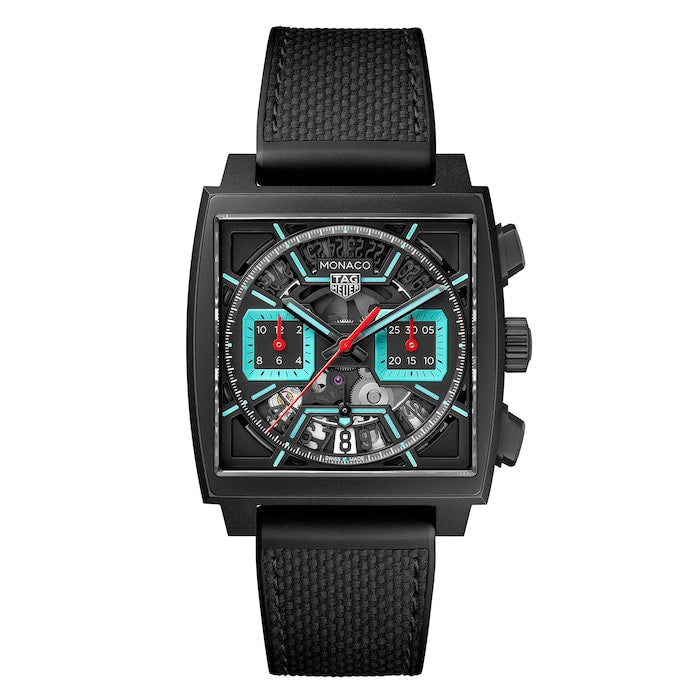 Monaco Chronograph 39mm Mens Watch Titanium Turqouise