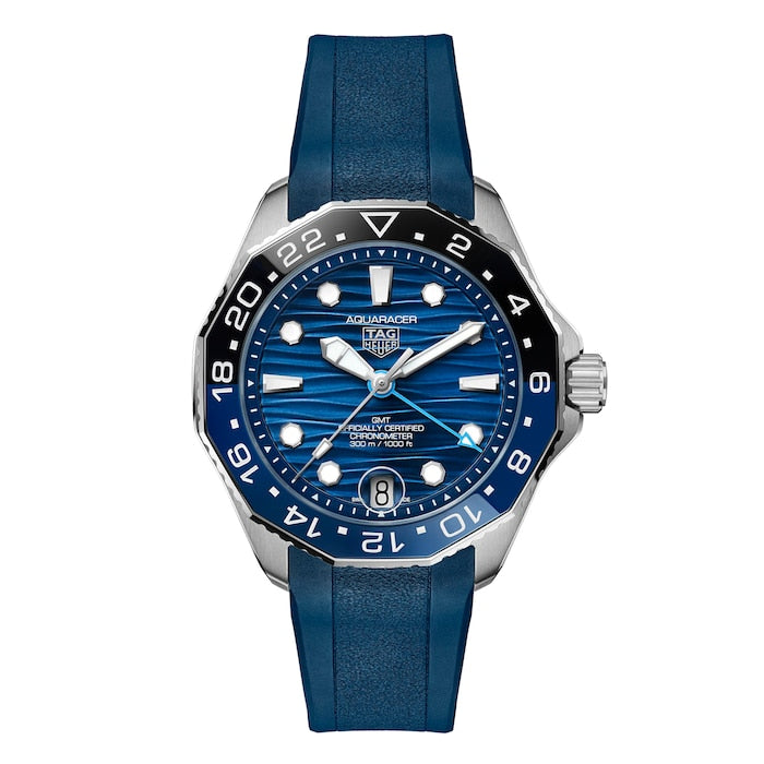 Aquaracer Professional 300 GMT 42mm Mens Watch Blue Rubber