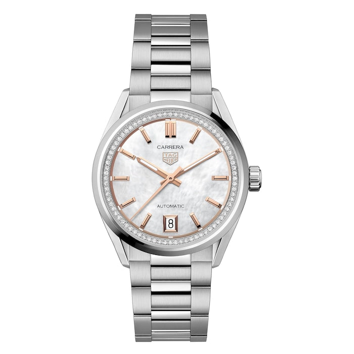 Carrera Date 36mm Ladies Watch Mother Of Pearl