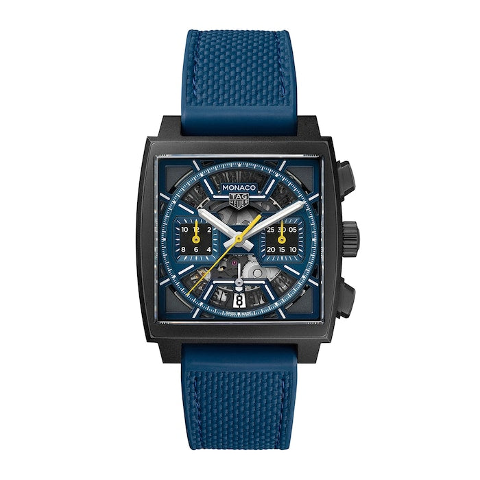 Monaco Skeleton 39mm Mens Watch Blue