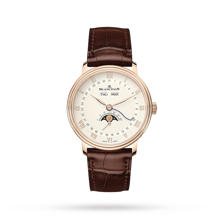 Villeret Quantieme Complet 38mm Mens Watch Cream