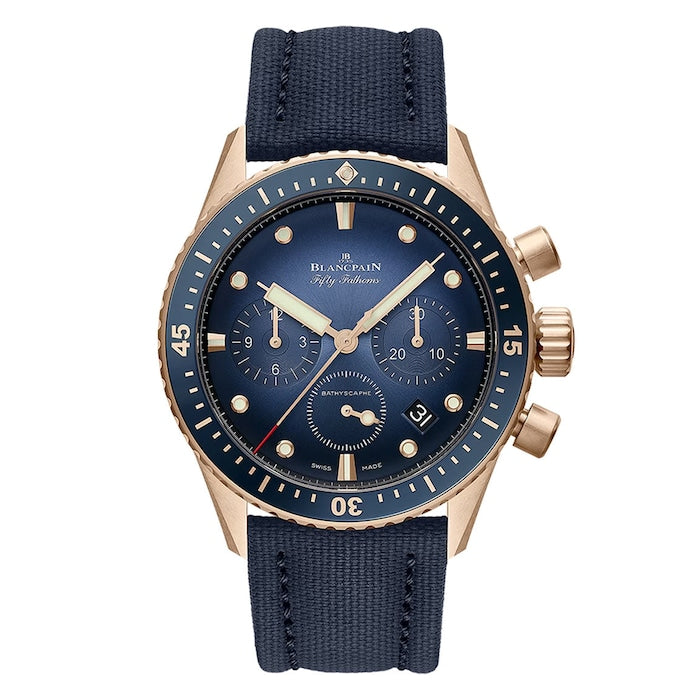 Fifty Fathoms Bathyscaphe Flyback Chronograph 43mm Mens Watch Blue
