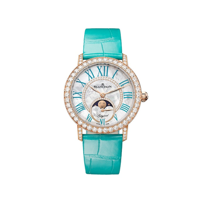 Ladybird Colours Phases de Lune 34.9mm 18ct Red Gold Ladies Watch Turquoise