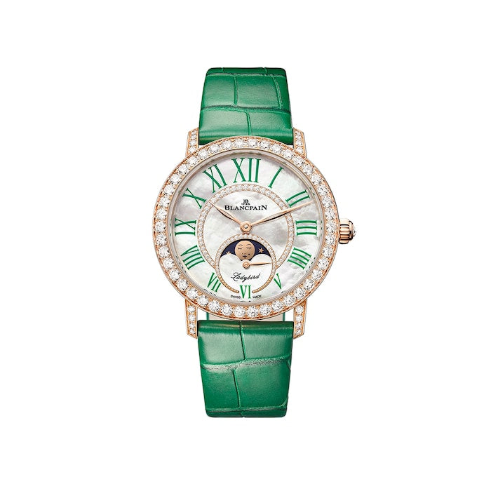 Ladybird Colours Phases de Lune 34.9mm 18ct Red Gold Ladies Watch Forest Green