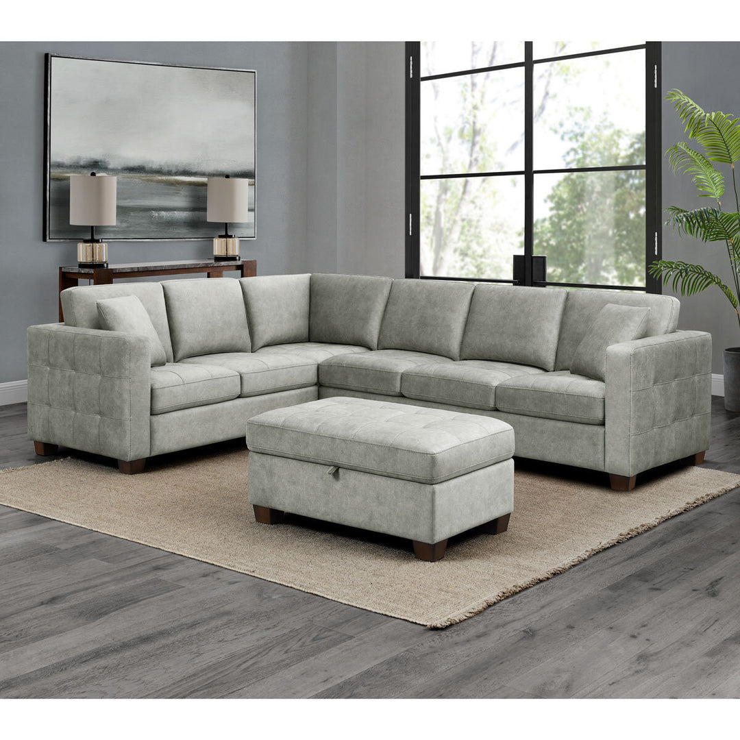 Thomasville Kylie Grey Fabric Sectional Sofa with Storage Ottoman