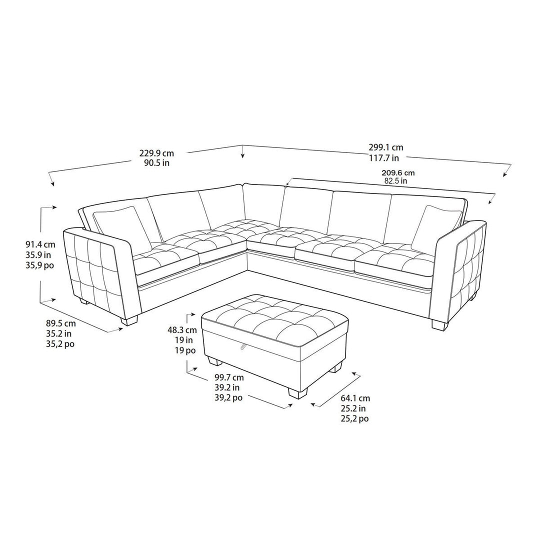 Thomasville Kylie Grey Fabric Sectional Sofa with Storage Ottoman