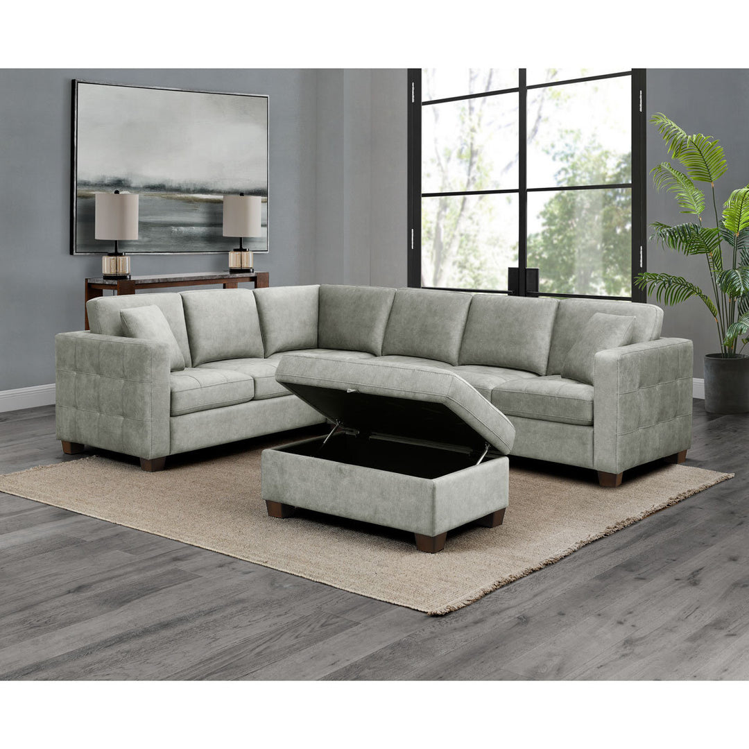 Thomasville Kylie Grey Fabric Sectional Sofa with Storage Ottoman