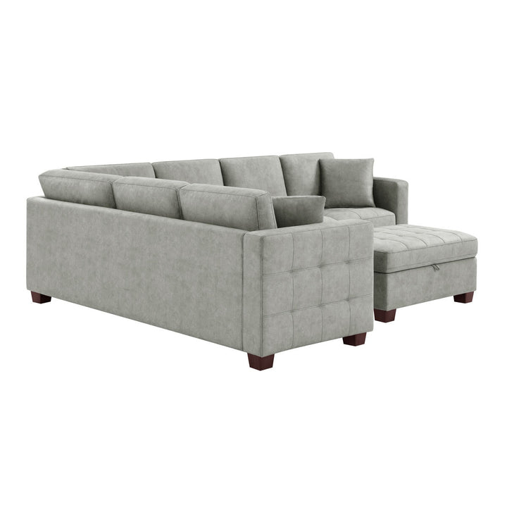 Thomasville Kylie Grey Fabric Sectional Sofa with Storage Ottoman