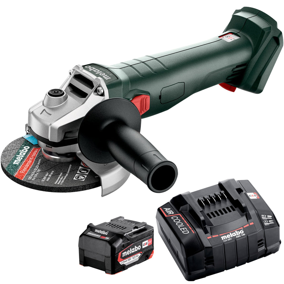 Metabo W 18 7-125 18V 125mm Angle Grinder with 1 x 5.2Ah Battery & Charger