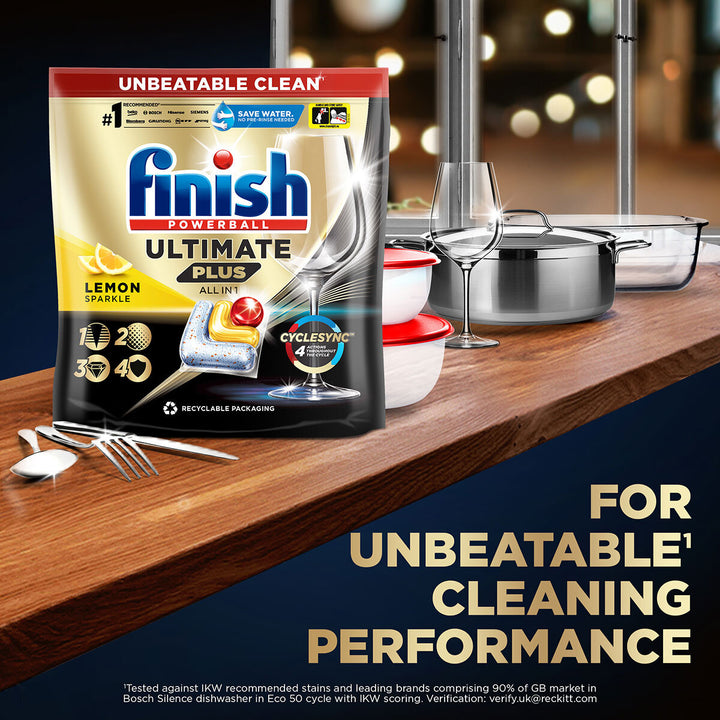 Finish Ultimate Plus All in One Lemon Sparkle, 90 Pack