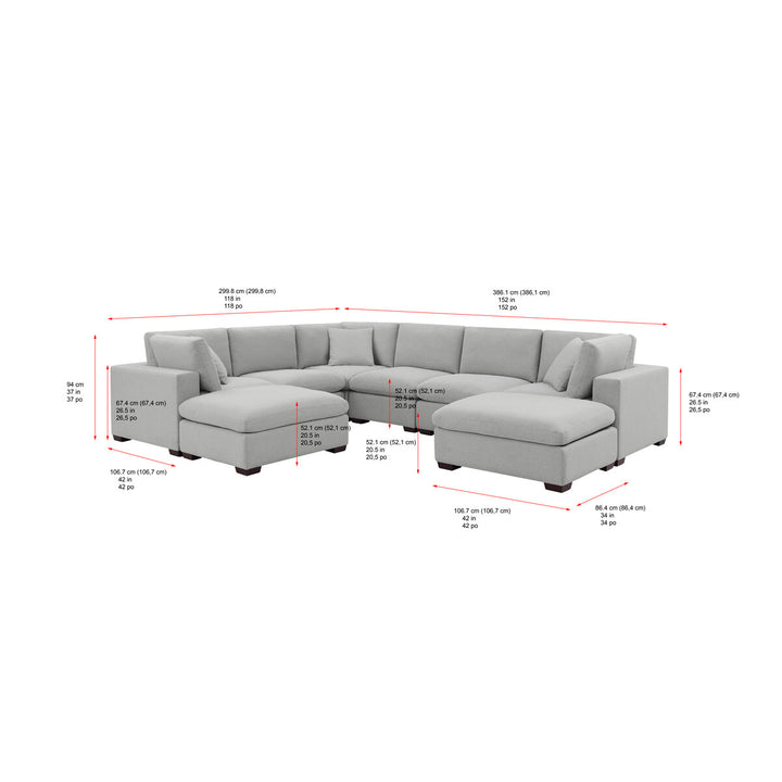 Thomasville Lowell Grey Fabric 8 Piece Modular Sofa