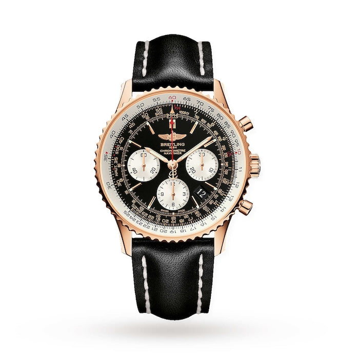 Navitimer Automatic 18ct Red Gold Leather Strap 43mm Mens Watch
