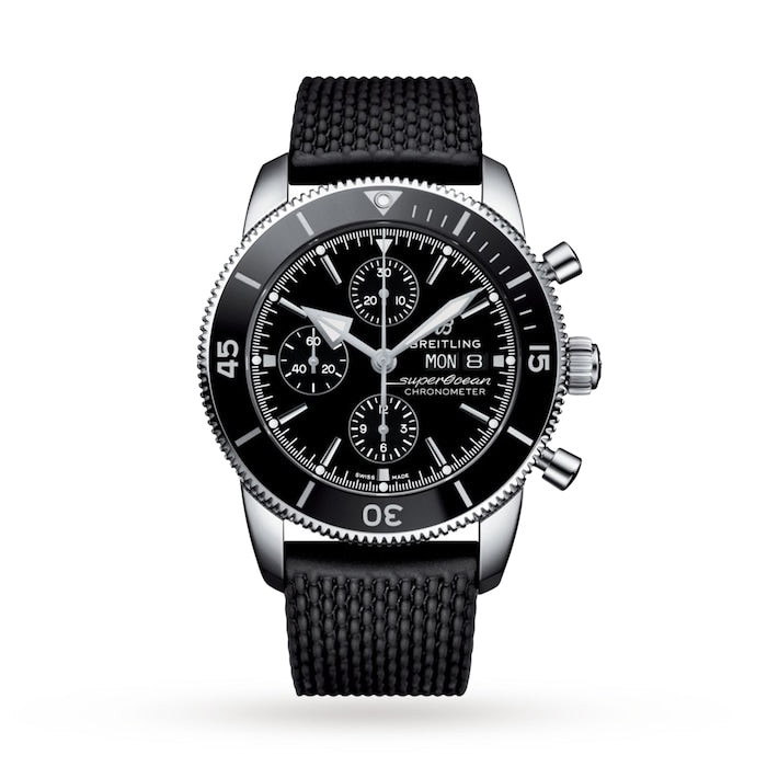 Superocean Heritage Chronograph 44 Stainless Steel Rubber Strap Watch