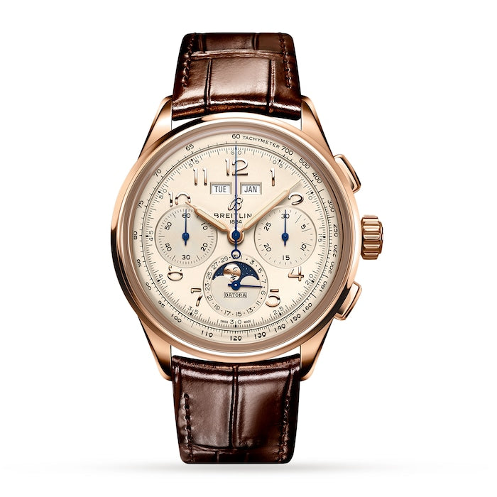 Premier B25 Datora 42 18k Red Gold Leather Strap Watch