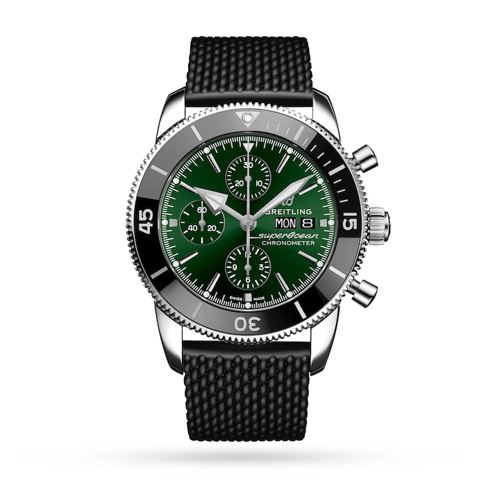 Superocean Heritage Chronograph 44 Stainless Steel Rubber Strap Watch