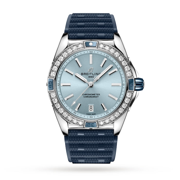 Super Chronomat Automatic 38 Blue Rubber Strap Watch
