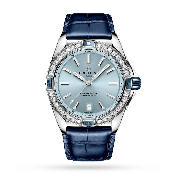 Super Chronomat Automatic 38 Blue Leather Strap Watch