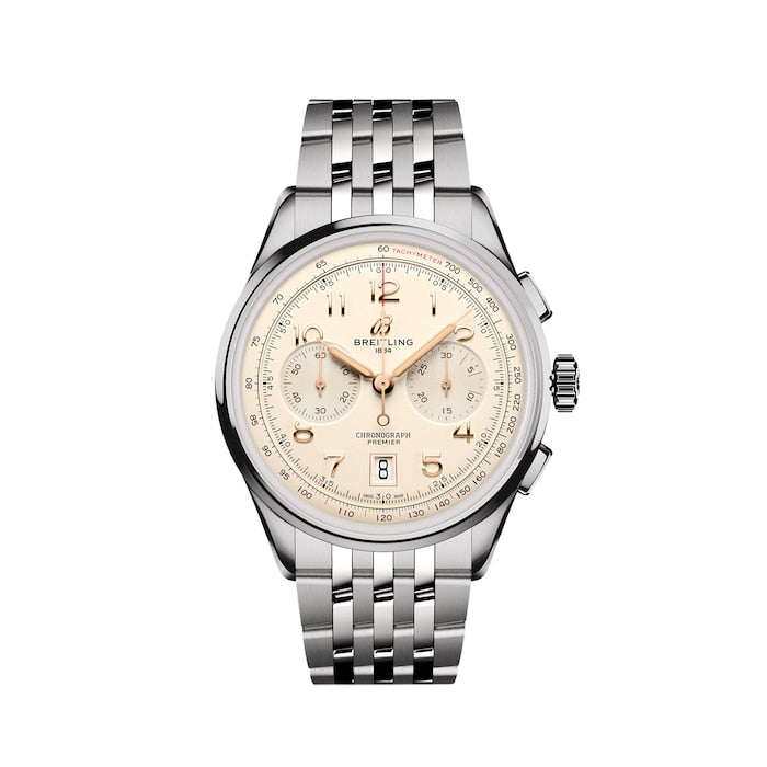 Premier B01 Chronograph 42mm Mens Watch Cream Stainless Steel