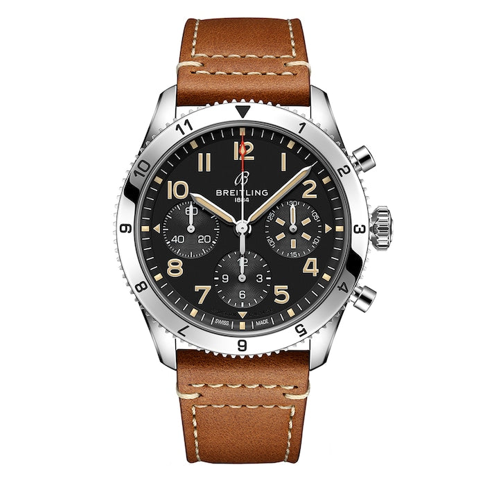 Classic AVI Chronograph 42 P-51 Mustang Leather Strap Watch