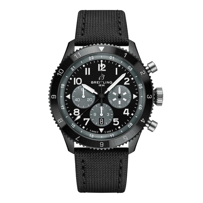 Super AVI B04 Chronograph GMT Mosquito Night Fighter 46mm Mens Watch Black