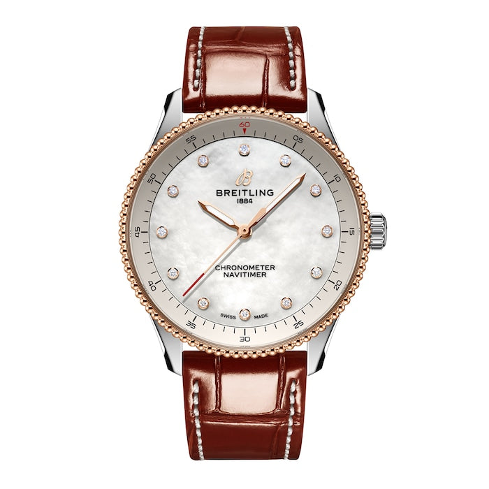 Navitimer 32mm Ladies Watch White Mother Of Pearl Alligator