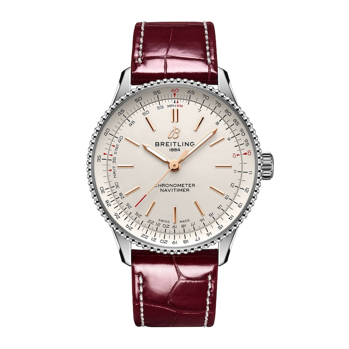 Navitimer 36mm Ladies Watch Silver Alligator