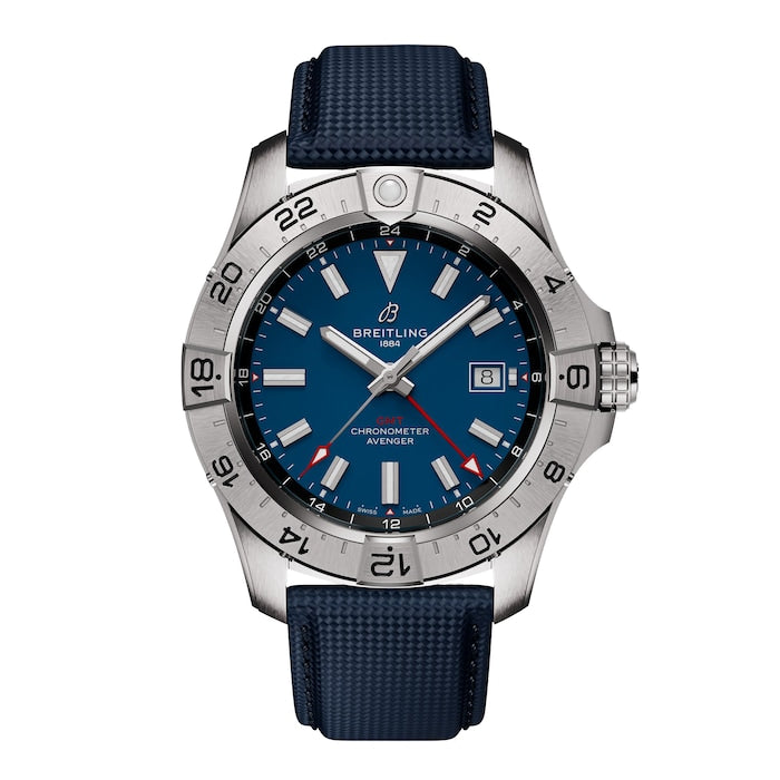 Avenger Automatic GMT 44mm Mens Watch Blue Leather