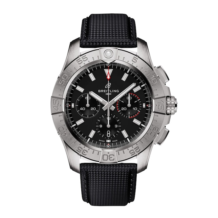 Avenger Chronograph B01 44mm Mens Watch Black Leather