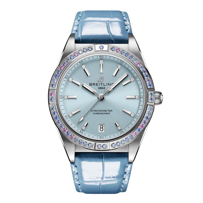 Chronomat Automatic 36 South Sea Ice Blue Leather Strap Ladies Watch
