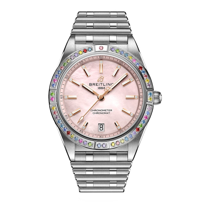 Chronomat Automatic 36 South Sea Pink Stainless Steel Bracelet Ladies Watch