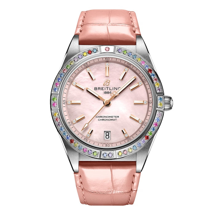 Chronomat Automatic 36 South Sea Pink Leather Strap Ladies Watch